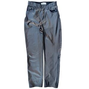 Abercrombie & Fitch Faux Leather Pants Womens 27 Black High Waist Straight Leg